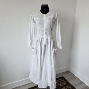 White Maxi Dress Patchwork Grandmacore Cottagecore Bridal Modest Hippie Tradwife